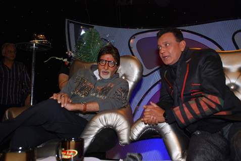 Bollywood Actor Amitabh Bachchan with Mithun Chakraborty on the sets of DID in Mumbai on Monday