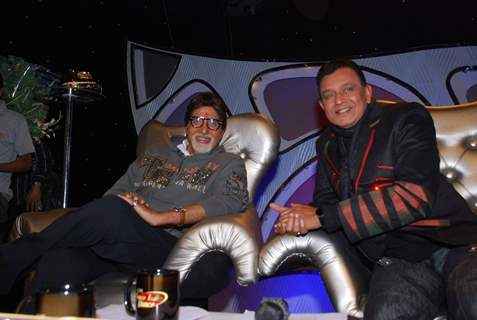 Bollywood Actor Amitabh Bachchan with Mithun Chakraborty on the sets of DID in Mumbai on Monday