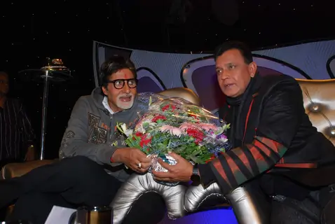 Bollywood Actor Amitabh Bachchan with Mithun Chakraborty on the sets of DID in Mumbai on Monday