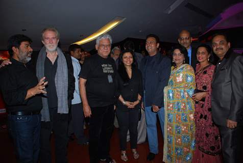 Om Puri, Gulshan Grover, Shreyas Talpade at premiere of Hangman in Cinemax, Mumbai on Wednesday Night