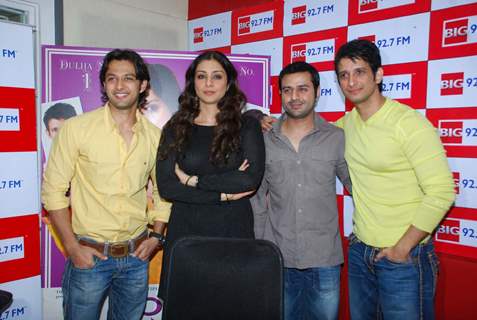 Bollywood actors Vatsal Sheth, Tabu and Sharman Joshi at the promotional event of their upcoming movie &quot;Toh Baat Pakki&quot; at Big FM studios,Andheri in Mumbai