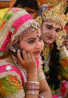 Radha-Krishna folk artists from Mathura (Uttar Pradesh) at the Surajkund Crafts Mela in Faridabad on Sunday New Delhi,31 Jan 2010