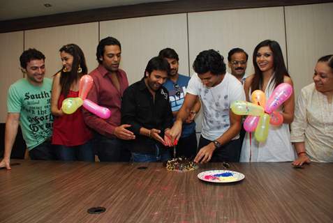 Bollywood actor Purabh Kohli celebrates his birthday with the star cast of &quot;Hide N Seek&quot; at Moserbaor office, Andheri