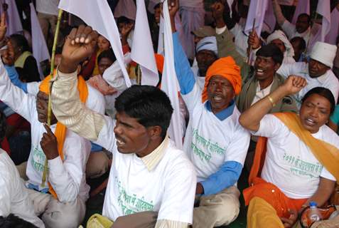 Tribal groups from several states across the country held a protest in New Delhi on Wednesday demanding they be listed under a distinct ''Religion Code'' in the 2011 population census Union Minister of Food Processing Industries Subodh Kant