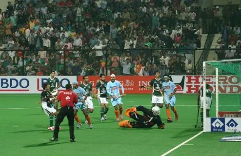 Prabhjot Singh scored third goal for the India during the Hero Honda World Cup on New Delhi, 28 Feb 2010
