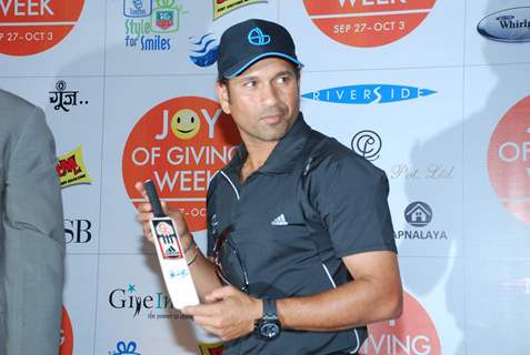 Sachin Tendulkar at Joy of Giving press meet at MCA, Bandra