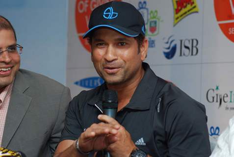 Sachin Tendulkar at Joy of Giving press meet at MCA, Bandra