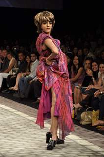 A model walk on the ramp during the Lakme Fashion Week on Day 1