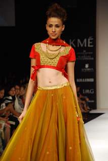 A model walk on the ramp for Nikasha Tawadey Show at Lakme Fashion Week 2010