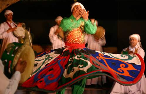 Egyptian folk troupe &quot;Al Tannoura&quot; performing during the International Festival of sacred arts at Indira Gandhi National Centre for Art, in New Delhi on Saturday 6 Mar 2010