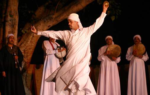 Egyptian folk troupe &quot;Al Tannoura&quot; performing during the International Festival of sacred arts at Indira Gandhi National Centre for Art, in New Delhi on Saturday 6 Mar 2010