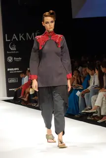 Model walks on the ramp for designer Digvijay Singh at Lakme Fashion Week 2010
