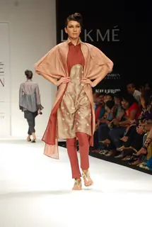 Model walks on the ramp for designer Digvijay Singh at Lakme Fashion Week 2010