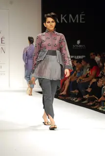 Model walks on the ramp for designer Digvijay Singh at Lakme Fashion Week 2010