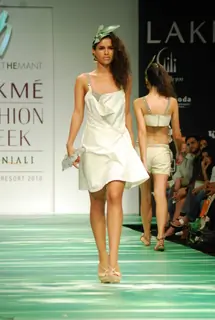Model walks on the ramp for designer Leocanet Hemant at Lakme Fashion Week 2010