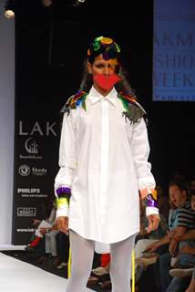Model walks on the ramp for designer Littleshilpa at Lakme Fashion Week 2010