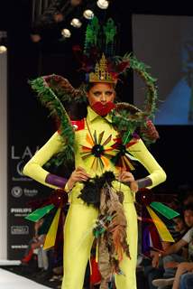 Model walks on the ramp for designer Littleshilpa at Lakme Fashion Week 2010