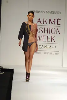Model walks on the ramp for designer Shrivan Naresh at Lakme Fashion Week 2010