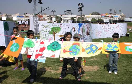 Children at &quot;Green Mela&quot;as a part of Greenathon at Central Park, Connaught Place in New Delhi on Sunday