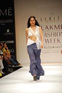 Model walks on the ramp for designer Asmita Marwa at Lakme Fashion Week 2010