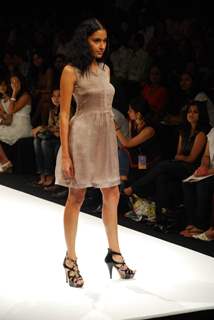 Model walks on the ramp for designer Harangad at Lakme Fashion Week 2010