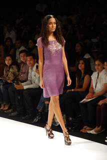 Model walks on the ramp for designer Harangad at Lakme Fashion Week 2010