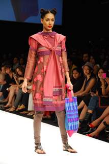 Model walks on the ramp for designer Neelanjan Ghosh at Lakme Fashion Week 2010