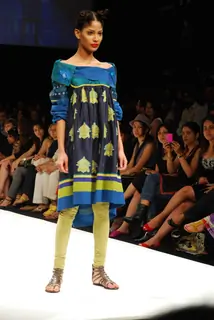 Model walks on the ramp for designer Neelanjan Ghosh at Lakme Fashion Week 2010