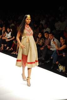 Model walks on the ramp for designer Vijay Balhara at Lakme Fashion Week 2010