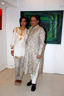 Anup Jalota with wife Medha at The ''Hang'' instrument is made in Switzerland