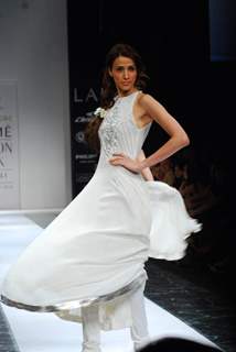 Model walks on the ramp for designer Anita Dongre at Lakme Fashion Week 2010