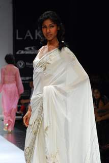 Model walks on the ramp for designer Anita Dongre at Lakme Fashion Week 2010