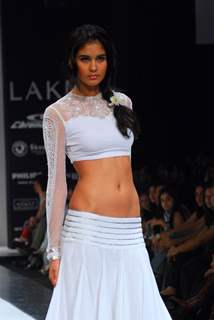 Model walks on the ramp for designer Anita Dongre at Lakme Fashion Week 2010