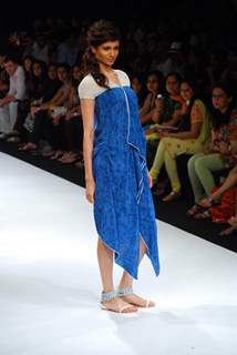 Model walks on the ramp for designer Rimi Nayak at Lakme Fashion Week 2010