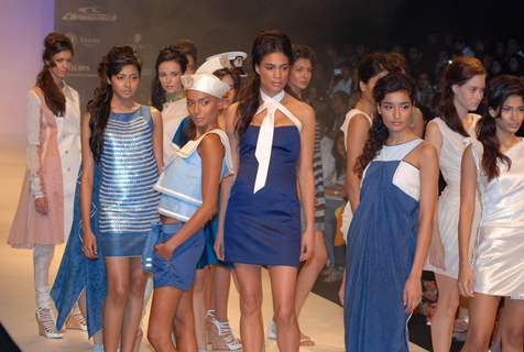 Model walks on the ramp for designer Rimi Nayak at Lakme Fashion Week 2010