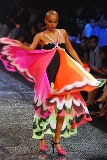 Model walks on the ramp for designer Suneet Verma at Lakme Fashion Week 2010