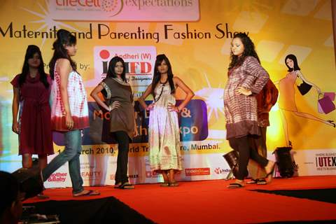 Pregnant women strike pose during Maternity and Parenting Fashion Show in Mumbai on Sunday,14 March 2010