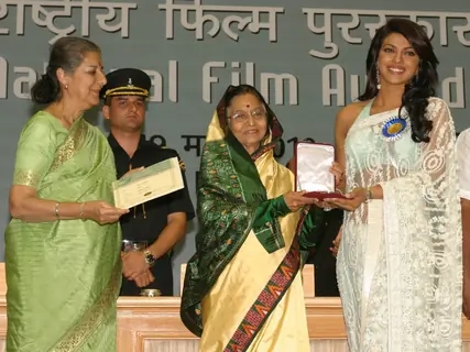 President Pratibha Devisingh Patil presenting best actress award to Priyanka Chopra at the ''''56 National Film Awards'''', in New Delhi on Friday