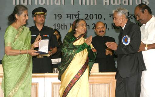 President Pratibha Devisingh Patil presenting ''''Dadasaheb Phalke Award'''' to VKMurthy at the ''''56 National Film Awards'''', in New Delhi on Friday