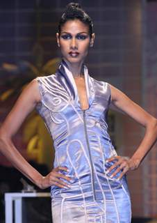 A model showcasing designers Ankita and Anjana Bhargav creation at the Wills Lifestyle India Fashion Week 2010, in New Delhi on Thrusday ( Photo: IANS)