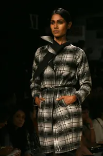 Model showcasing designer Rajesh Pratap Singh''s creation during the Grand Finale of Wills Lifestyle India Fashion Week-2010, in New Delhi