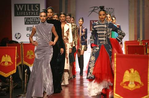 Models showcasing designer Ritu Beri,s creations at the Wills Lifestyle India Fashion Week-2010, in New Delhi