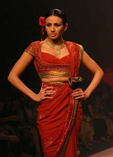 A Models showcasing designer J J Valaya,s creation at the Wills Lifestyle India Fashion Week-2010, in New Delhi