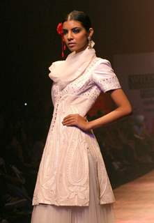 A Models showcasing designer J J Valaya,s creation at the Wills Lifestyle India Fashion Week-2010, in New Delhi