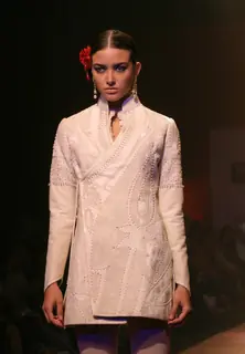 A Models showcasing designer J J Valaya,s creation at the Wills Lifestyle India Fashion Week-2010, in New Delhi