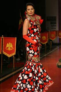 Designer Ritu Beri showcasing a her creation during the Wills Lifestyle India Fashion Week-2010, in New Delhi