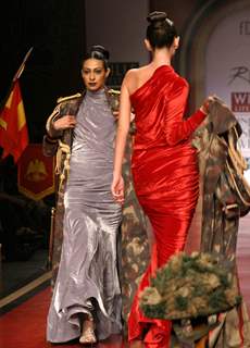 Models showcasing designer Ritu Beri,s creations at the Wills Lifestyle India Fashion Week-2010, in New Delhi