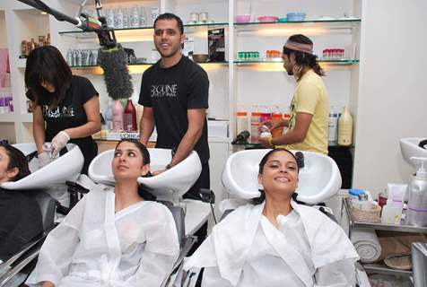 Participants of the Miss India contest getting hair spa at Bigune Spa at Bandra