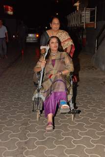 Bollywood actress Shabana Azmi, who has hurt her leg was seen at &quot;The Japanese Wife&quot; film premiere in Mumbai