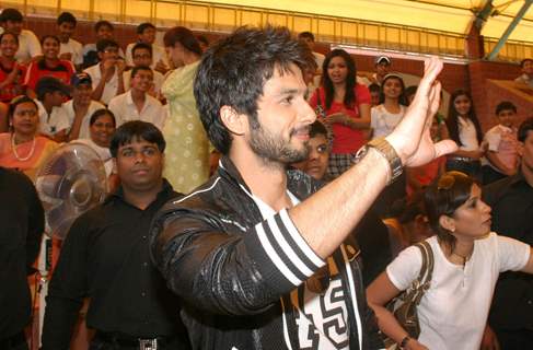 Bollywood actor Shahid Kapoor visited his old school &quot;Gyan Bharti&quot; in New Delhi 14 April 2010 to promote his film &quot;Paathshala&quot; and revive his childhood memories